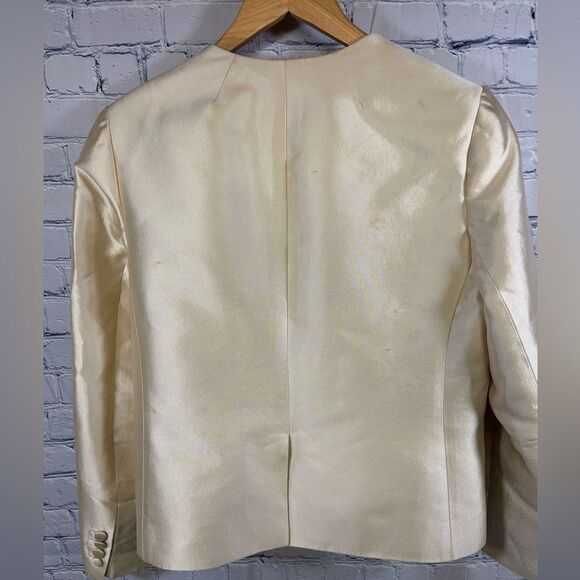 J Crew Collection Silk Tuxedo Black Cream Chic Formal Wedding Jacket 8 Skirt 6 - Picture 4 of 16